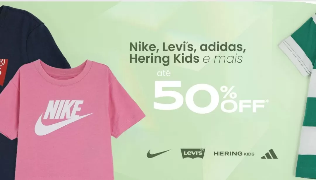 Roupa Infantil da Adidas, Levi’s e Hering Kids com até 50% de desconto